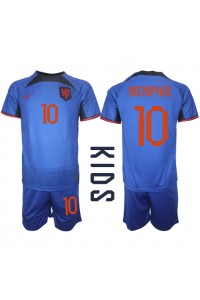 Nederland Memphis Depay #10 Babyklær Borte Fotballdrakt til barn VM 2022 Korte ermer (+ Korte bukser)